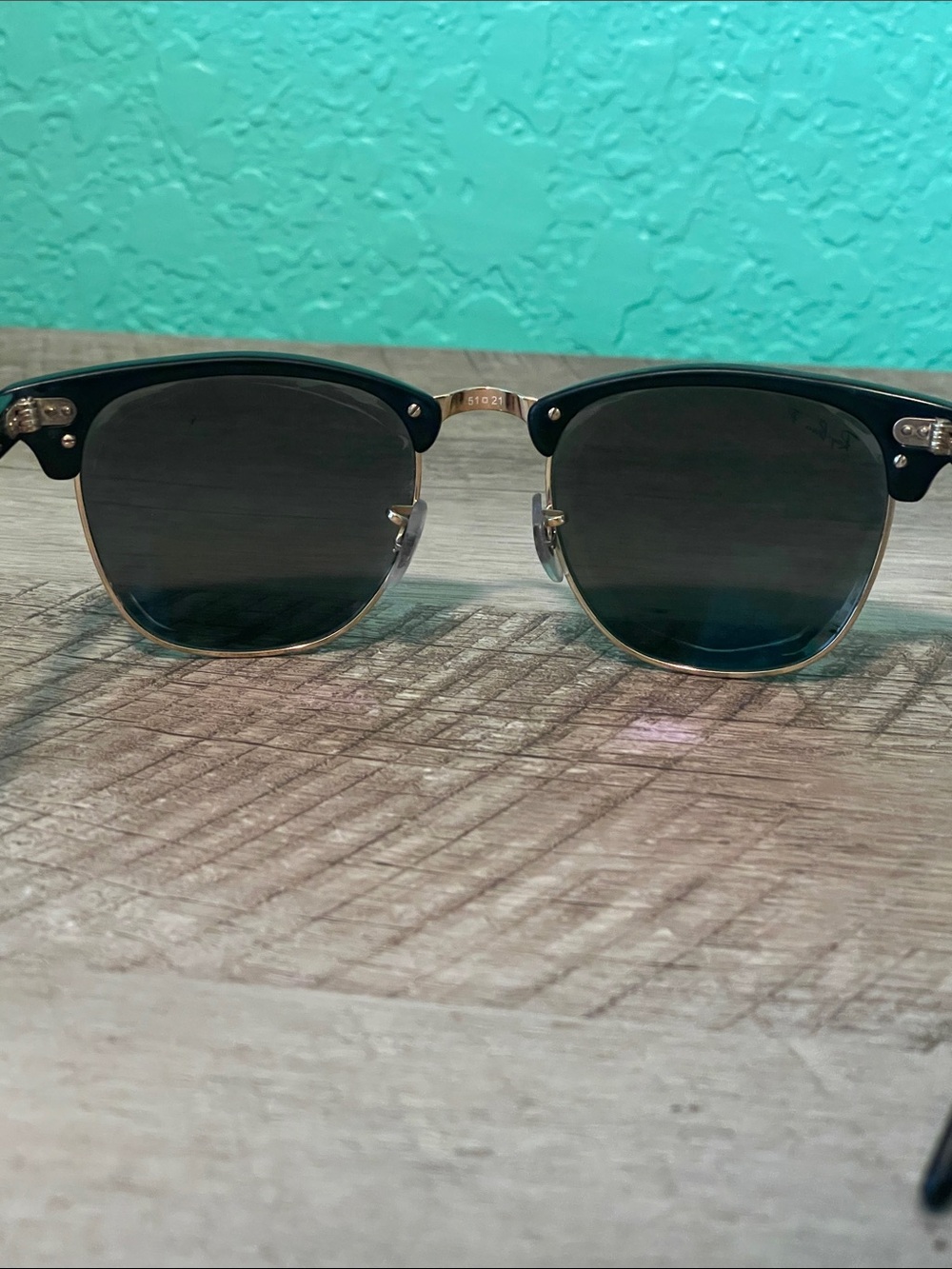 Ray-Ban Black and Gold Clubmaster Polarized Sunglasses for Women - Picture 7 of 9